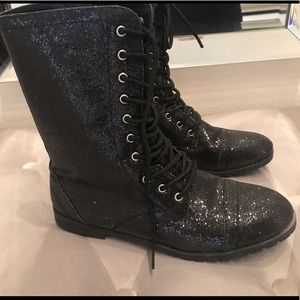 Black sparkly boots, brand new.